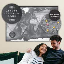 Personalized Modern Black & White Push Pin Map