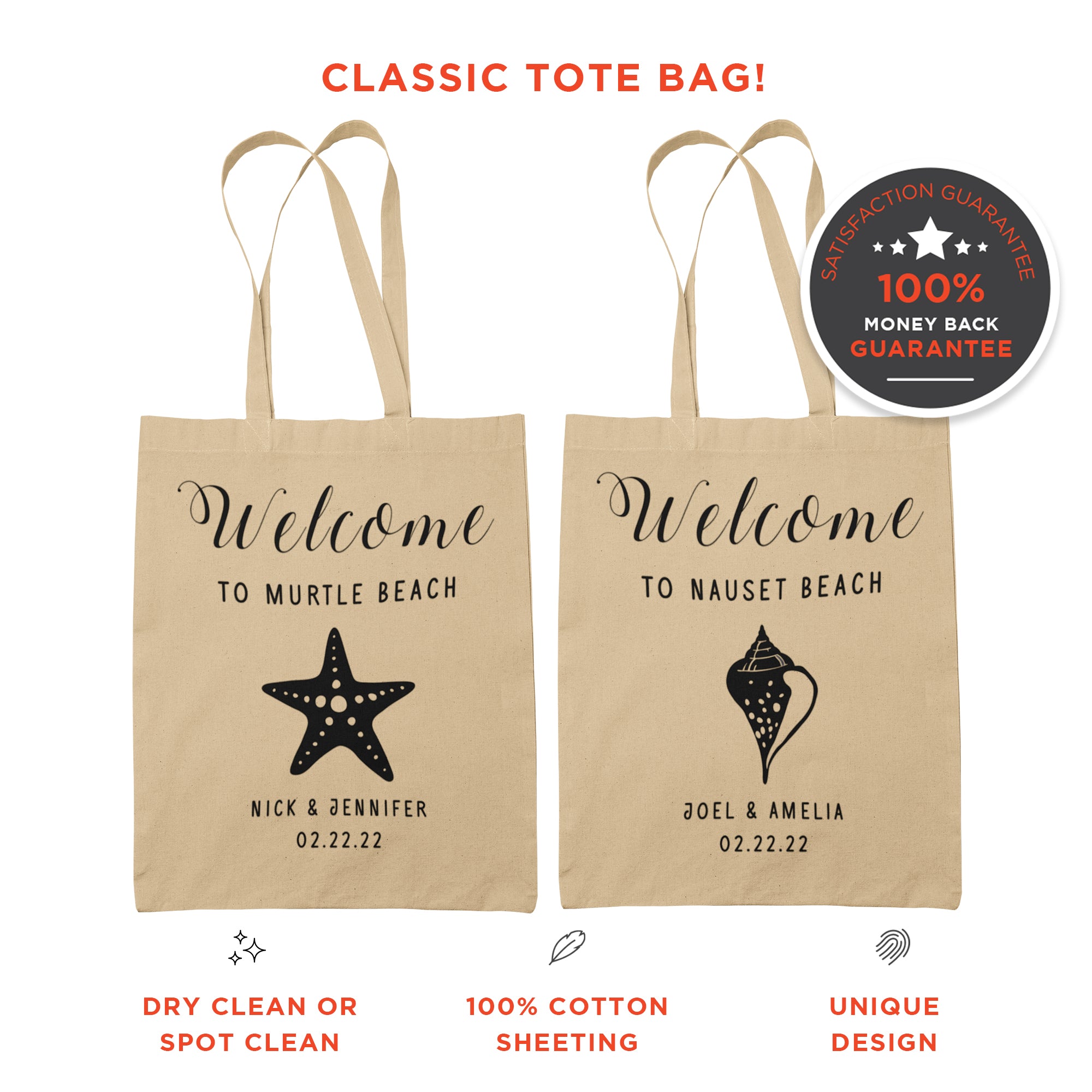 PERSONALIZED Couples Beach Wedding Tote Bag