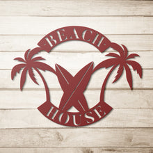 Surfboard Beach House Sign - Metal Wall Decor
