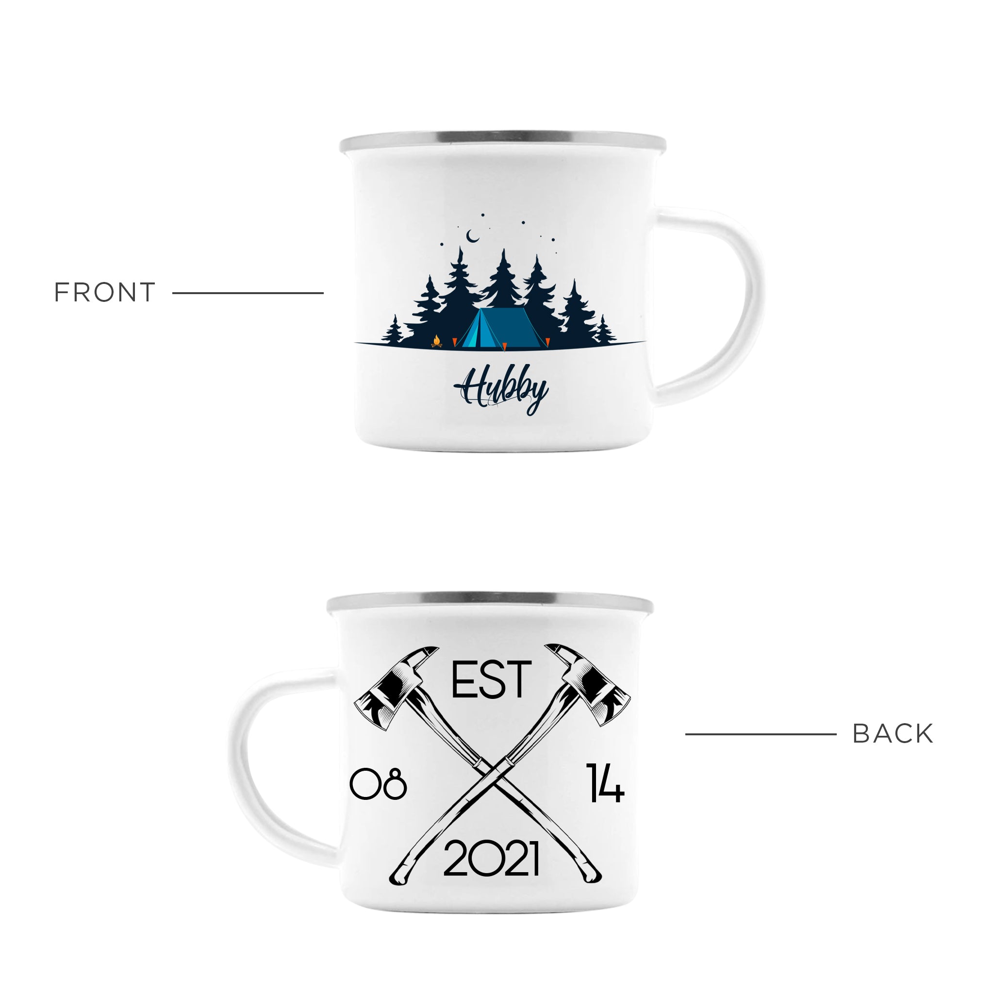 Personalized Hubby & Wifey Camp Mug Set of Two