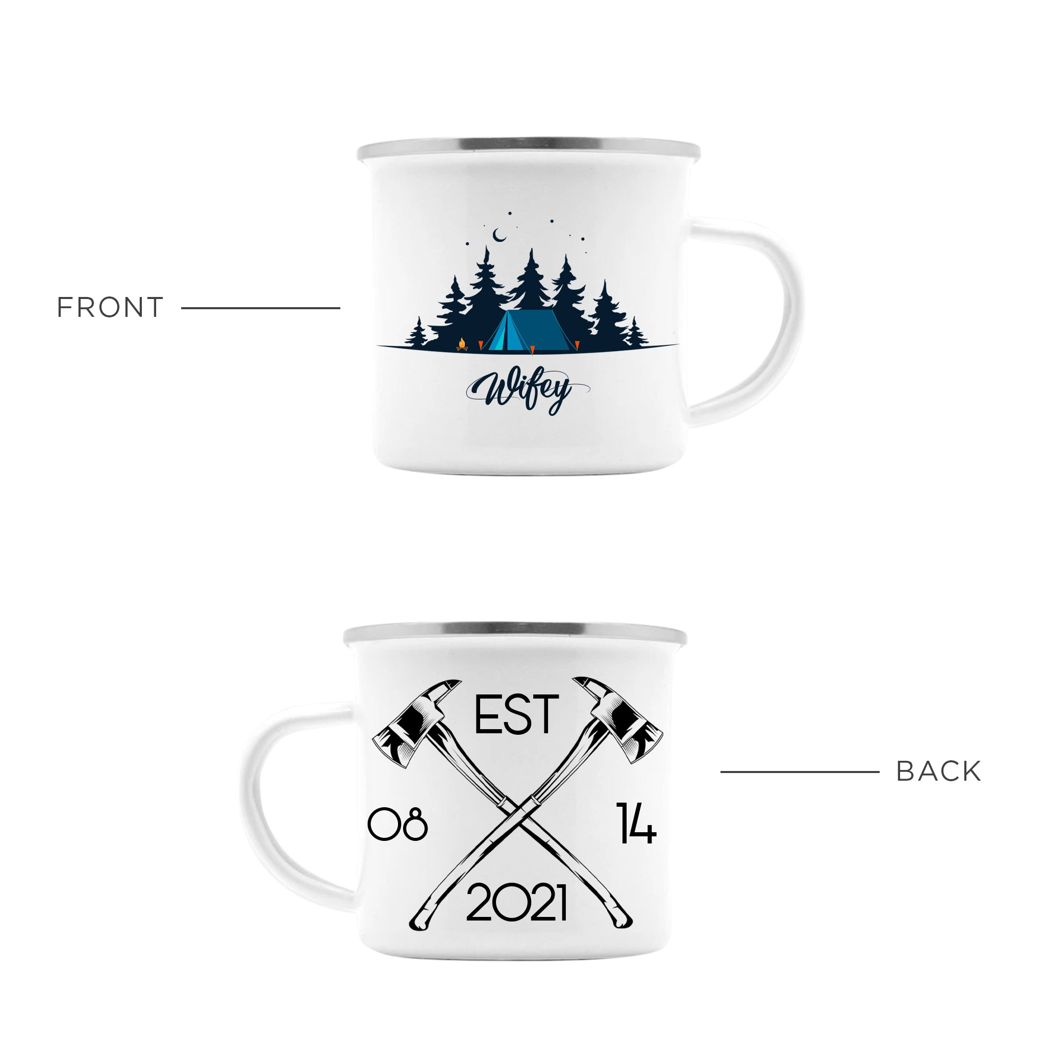 Personalized Hubby & Wifey Camp Mug Set of Two