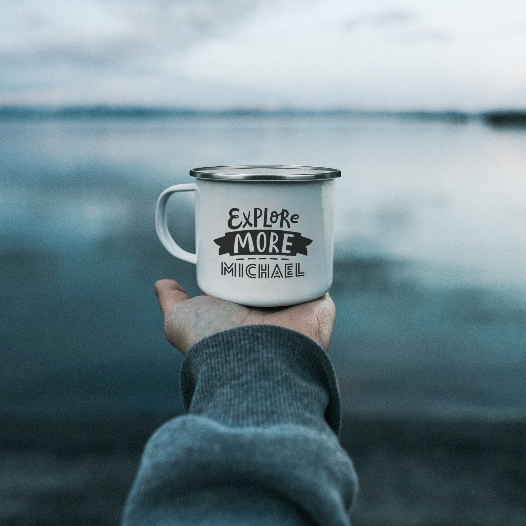 Personalized Explore More Enamel Mug