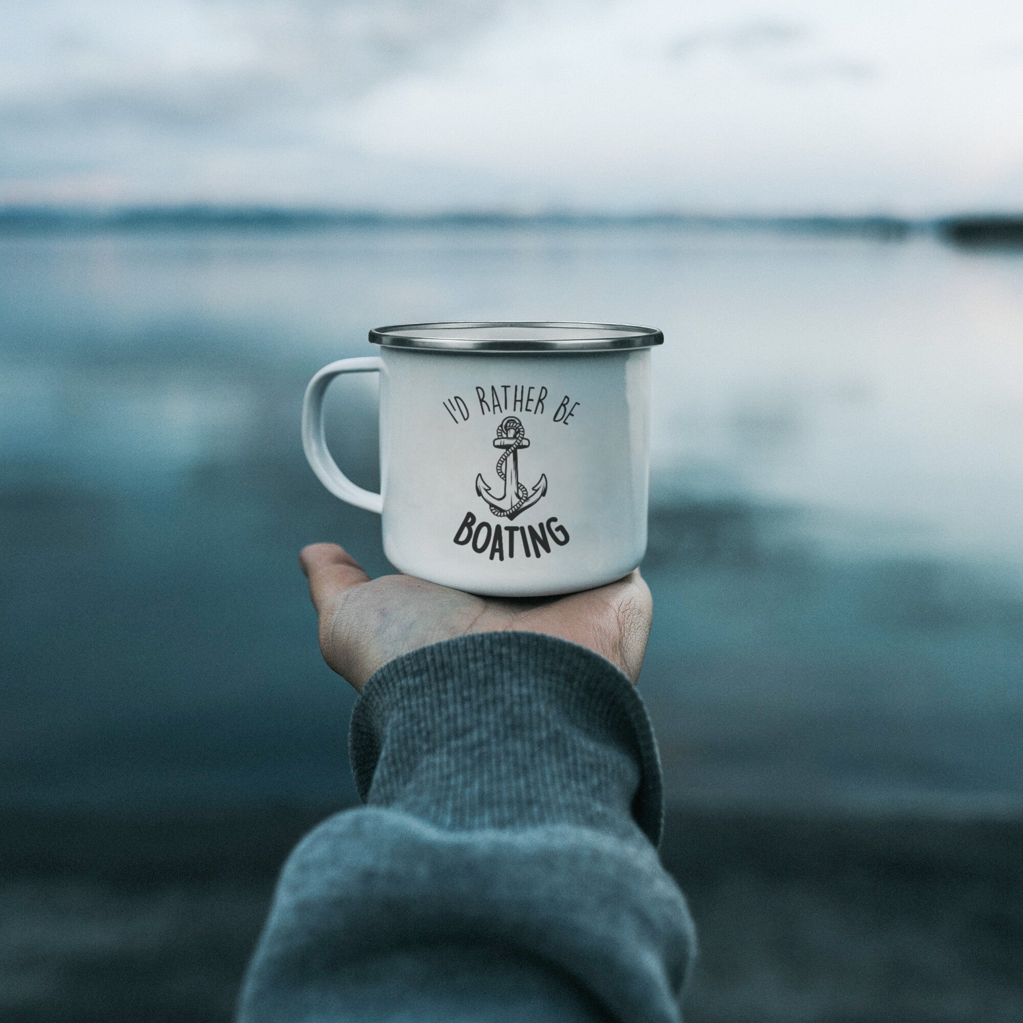 I'd Rather Be Boating Enamel Mug