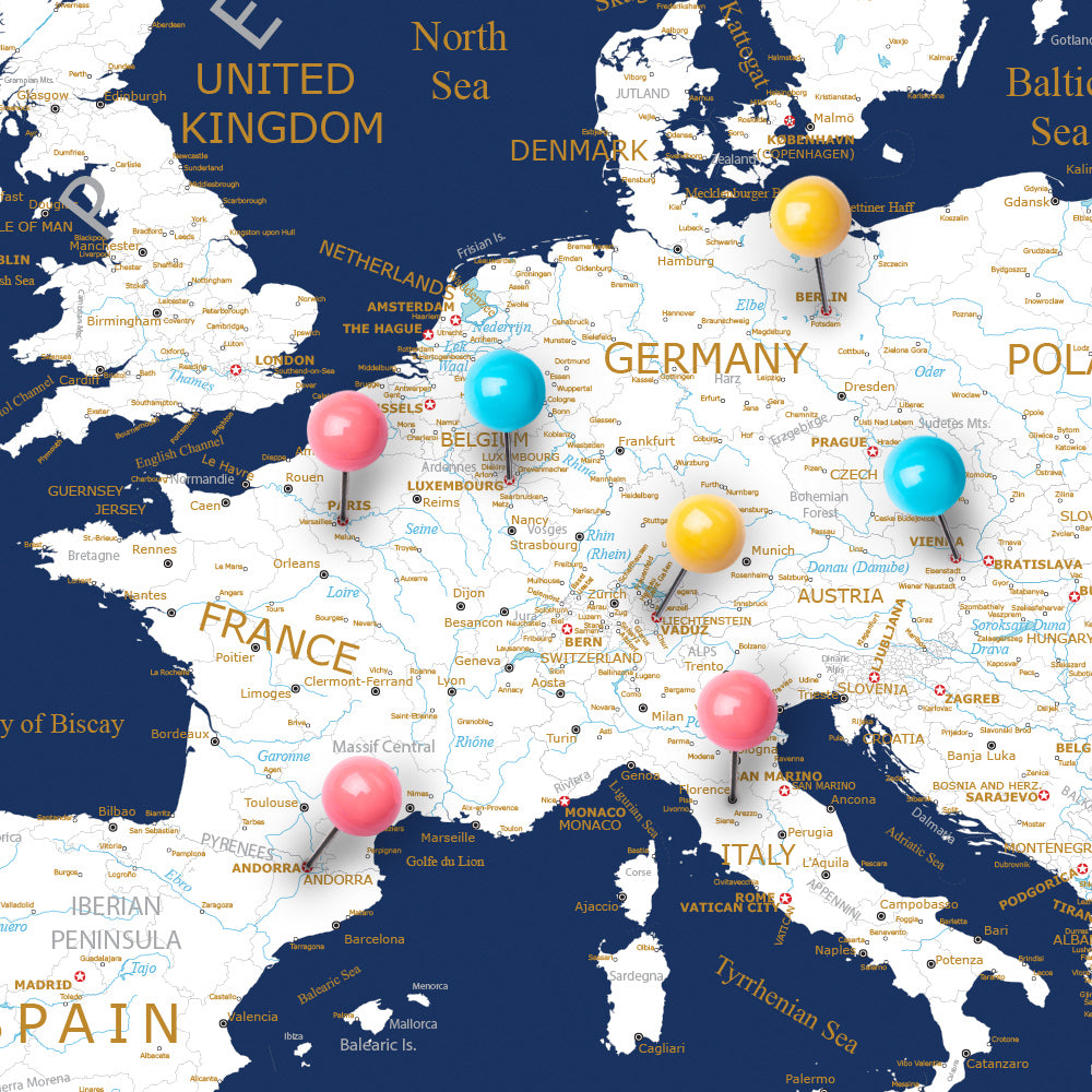 Nautical Push Pin Map