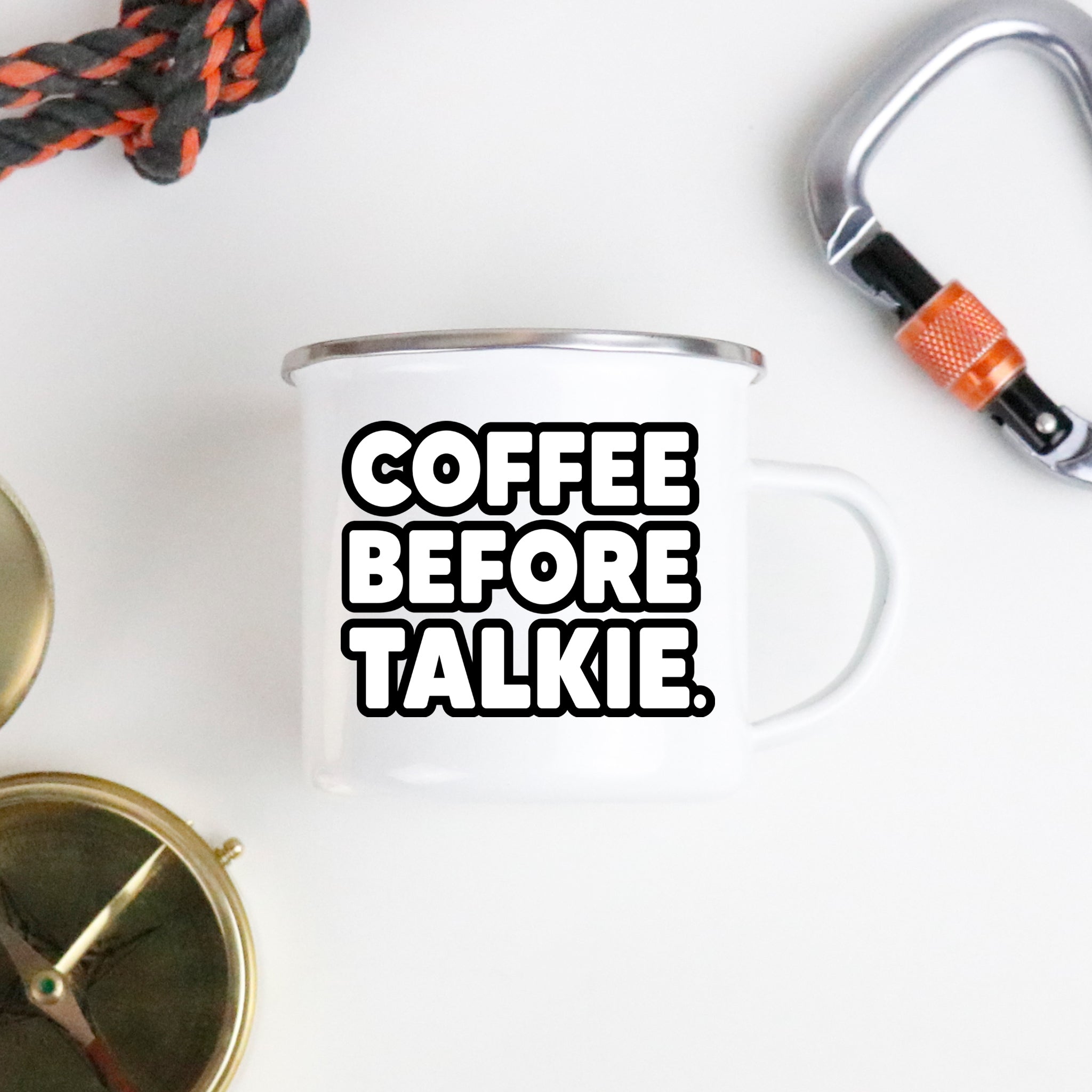 Coffee Before Talkie Enamel Camping Mug