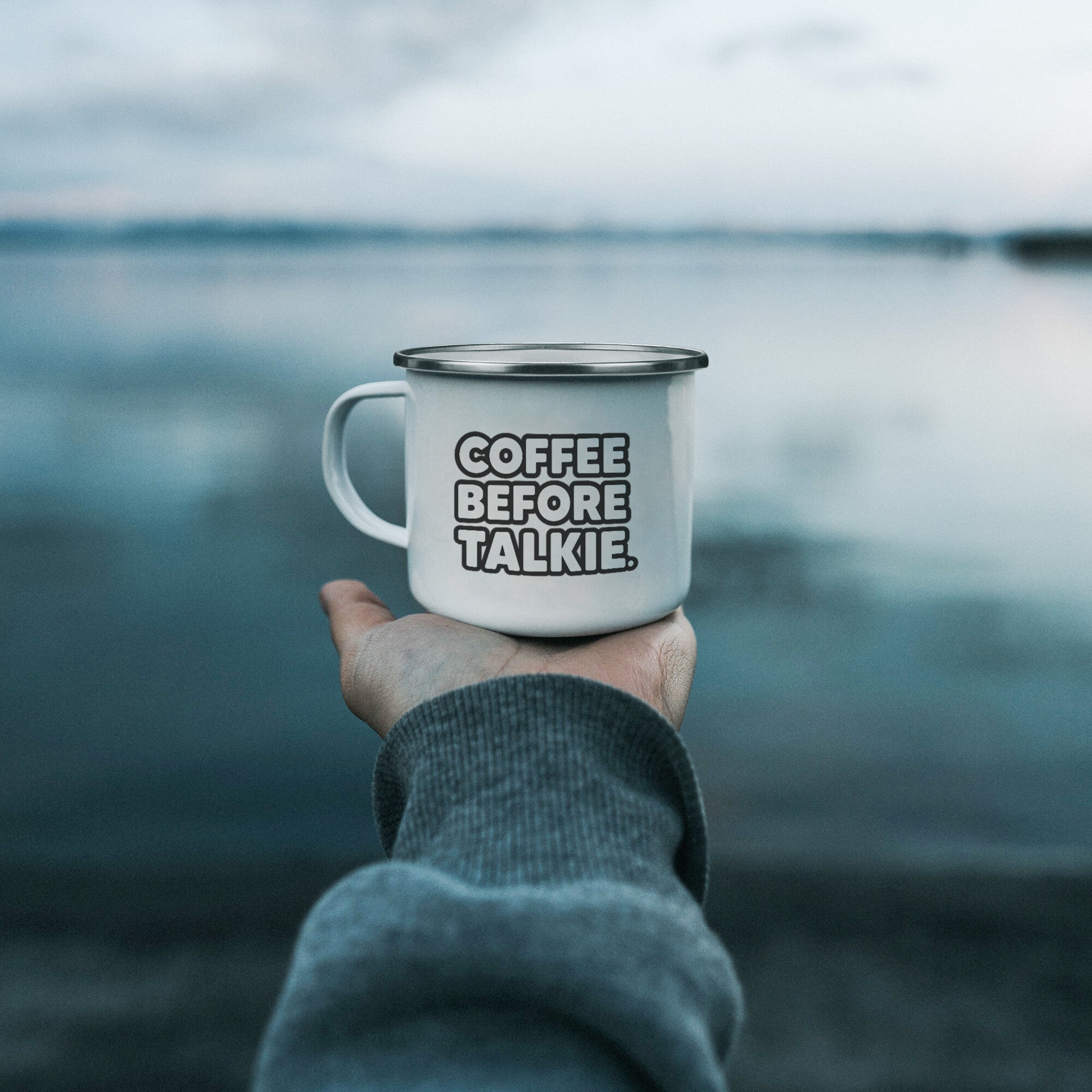 Coffee Before Talkie Enamel Camping Mug