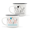 Classic 'Happy Camper' Enamel Camping Mugs - SET OF TWO!