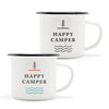 Classic 'Happy Camper' Enamel Camping Mugs - SET OF TWO!