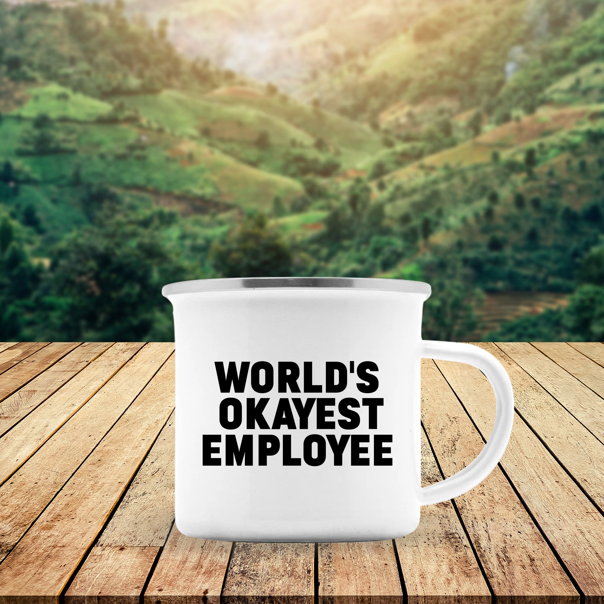 World's Okayest Employee Camping Mug