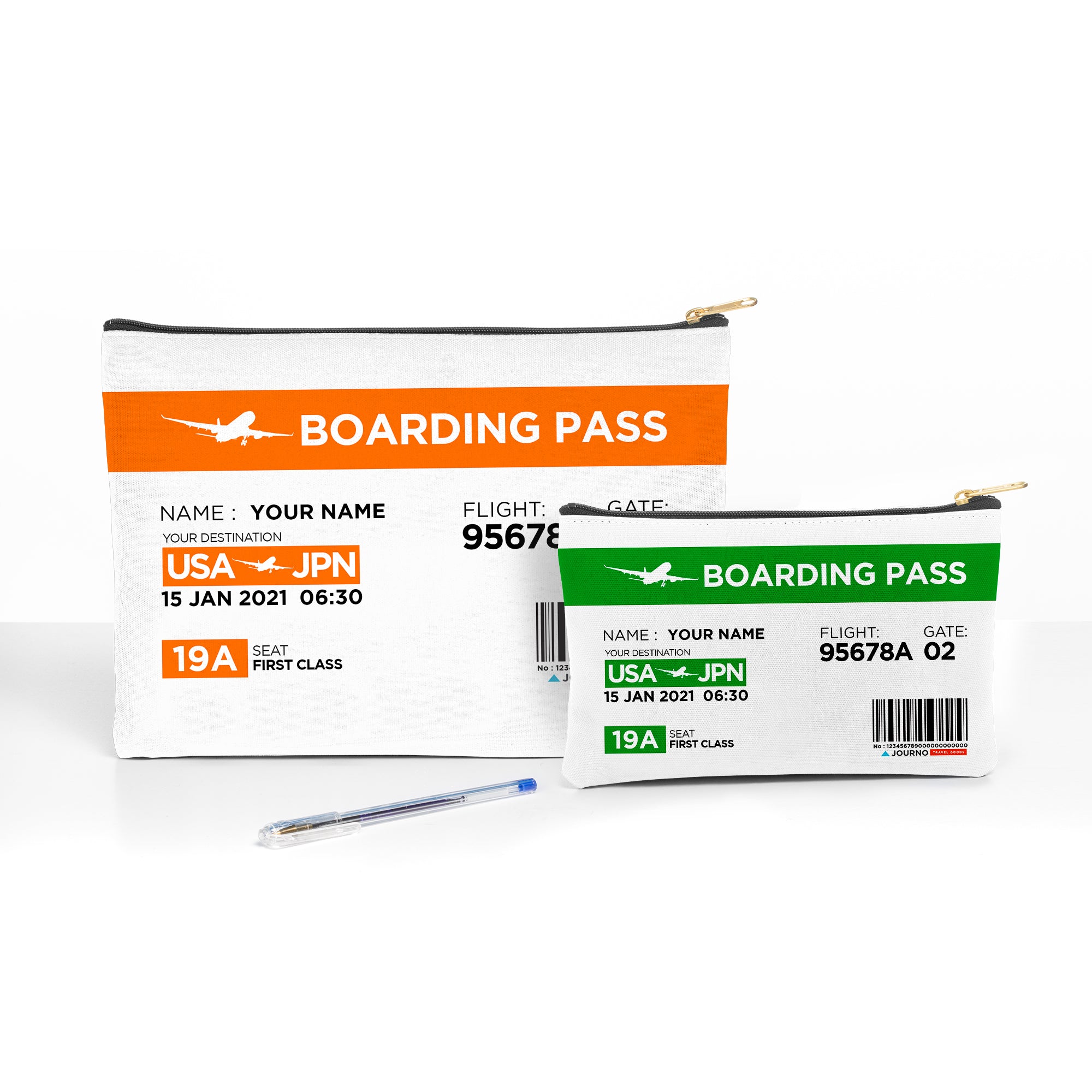 Boarding Pass Personalized Accessory Pouch