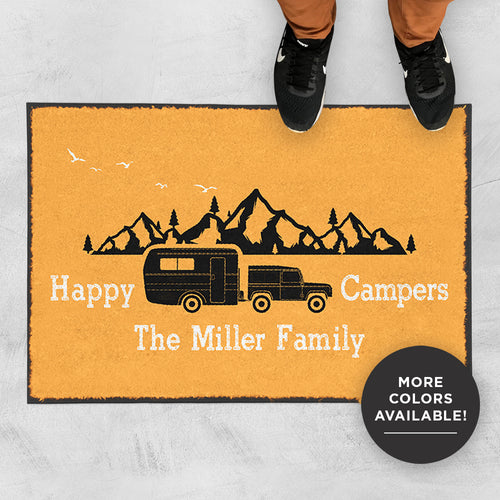 Custom Happy Campers Welcome Mat - Personalized With Your Name!