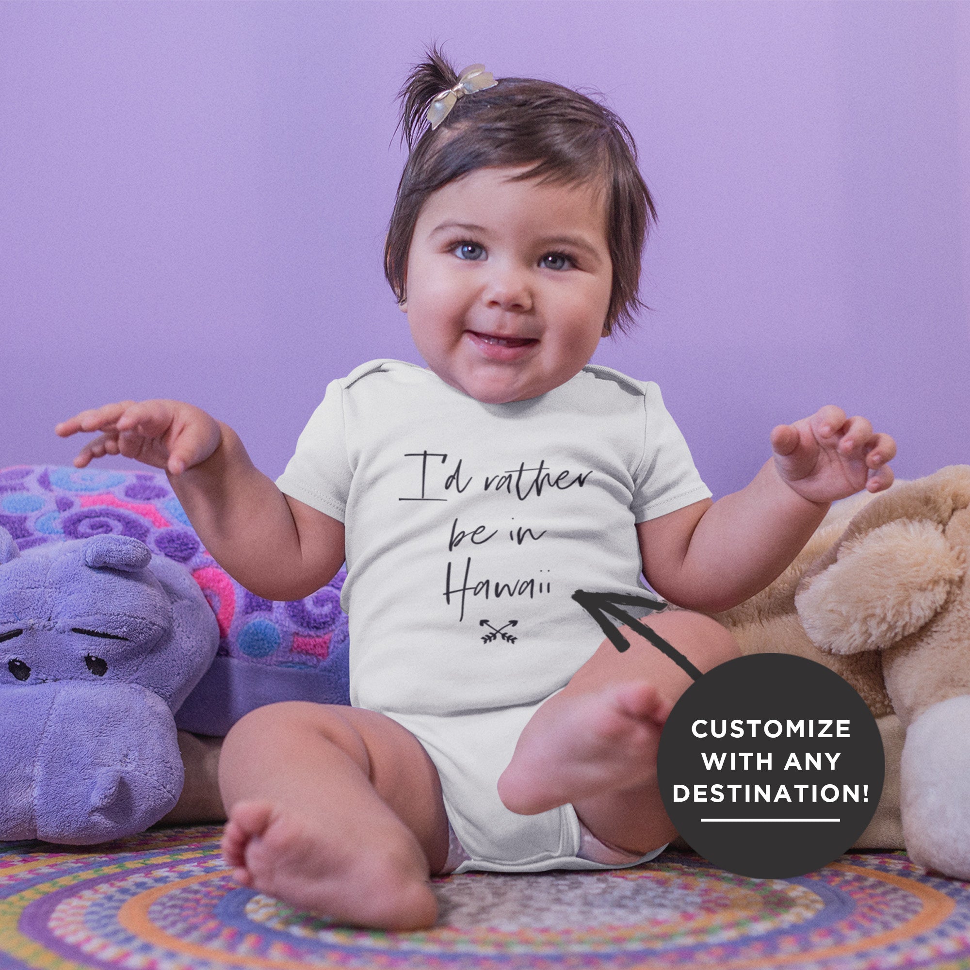 Funny Personalized Onesie - Unisex 'I'd Rather Be In' Baby Bodysuit