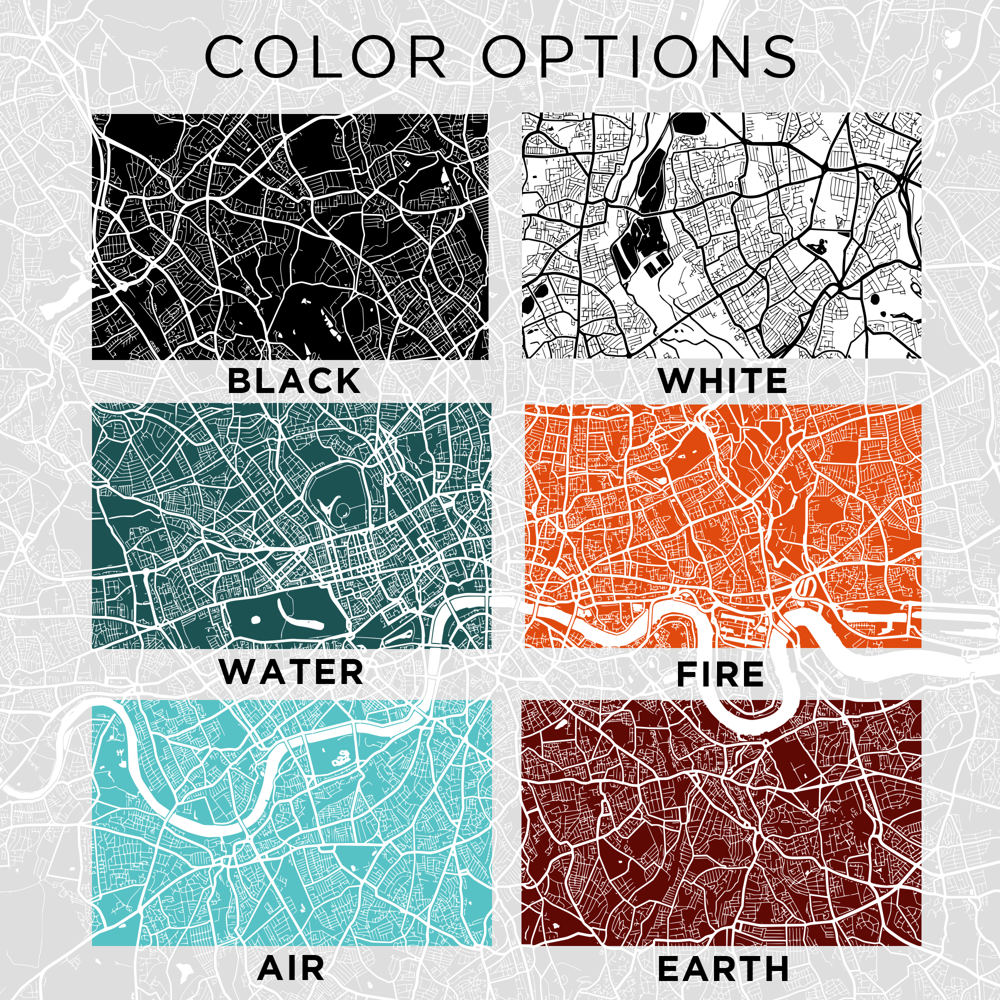 Custom Colored Street City Map