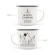 Journo Happy Camper Enamel Camping Mug - Black, 10 Oz (295 ml), Ecofriendly Outdoor Camper Mugs