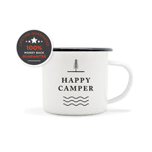 Journo Happy Camper Enamel Camping Mug - Black, 10 Oz (295 ml), Ecofriendly Outdoor Camper Mugs