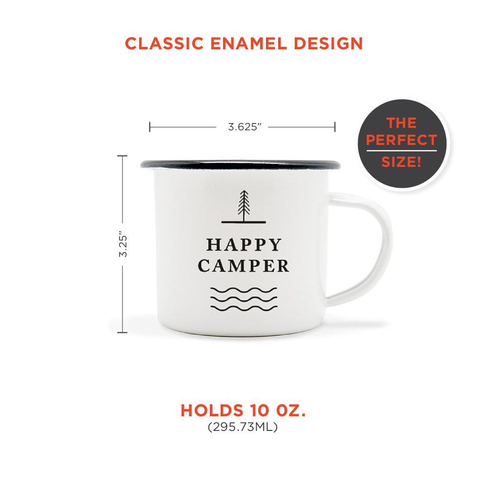 Classic 'Happy Camper' Enamel Camping Mugs - SET OF TWO!