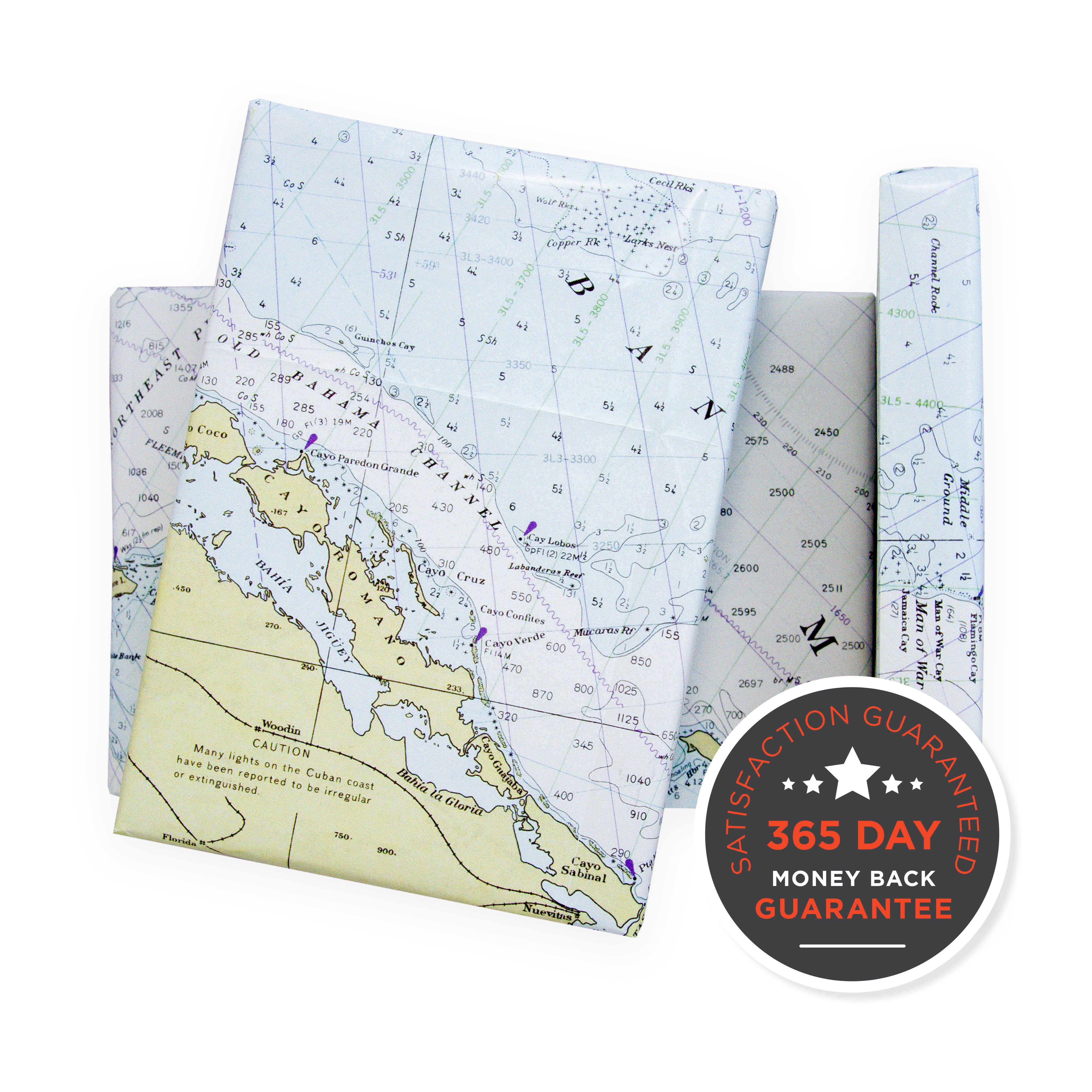 Nautical Chart Wrapping Paper – 1977 Straits Of Florida Edition Map