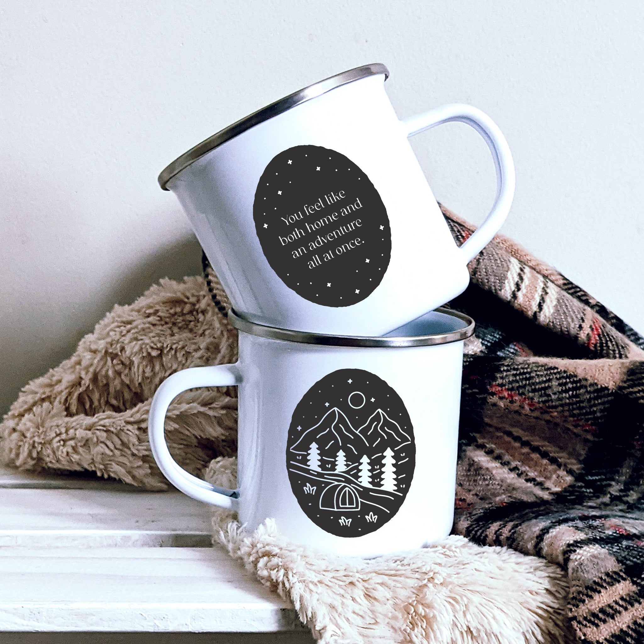 You Feel Like Home & Adventure Camping Mug