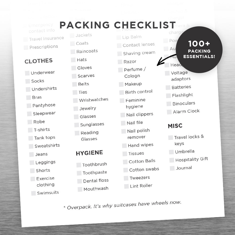 Packing Essentials Notepad