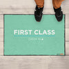 First Class Check In - Fun Travel-Themed Welcome Mat