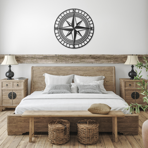 Compass Rose Die-Cut Metal Sign