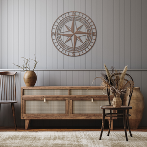 Compass Rose Die-Cut Metal Sign