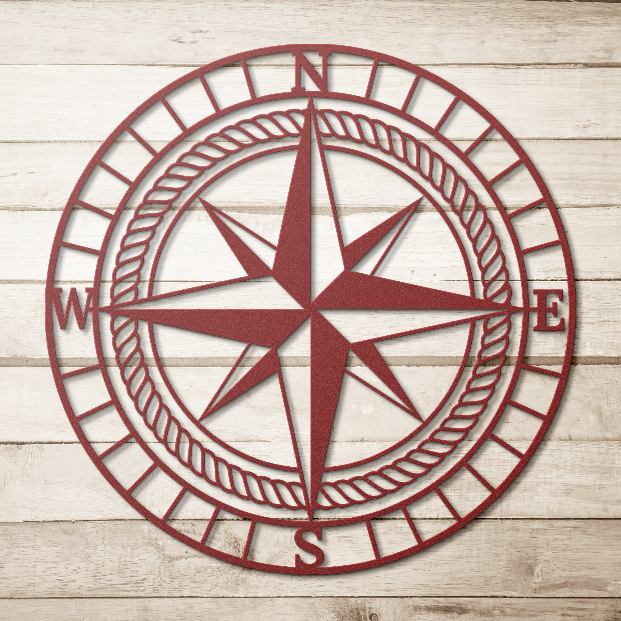Compass Rose Die-Cut Metal Sign