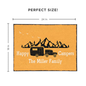 Custom Happy Campers Welcome Mat - Personalized With Your Name!