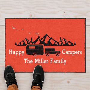 Custom Happy Campers Welcome Mat - Personalized With Your Name!