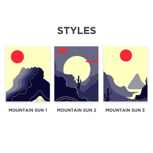 Abstract Mountain Sun Art Prints