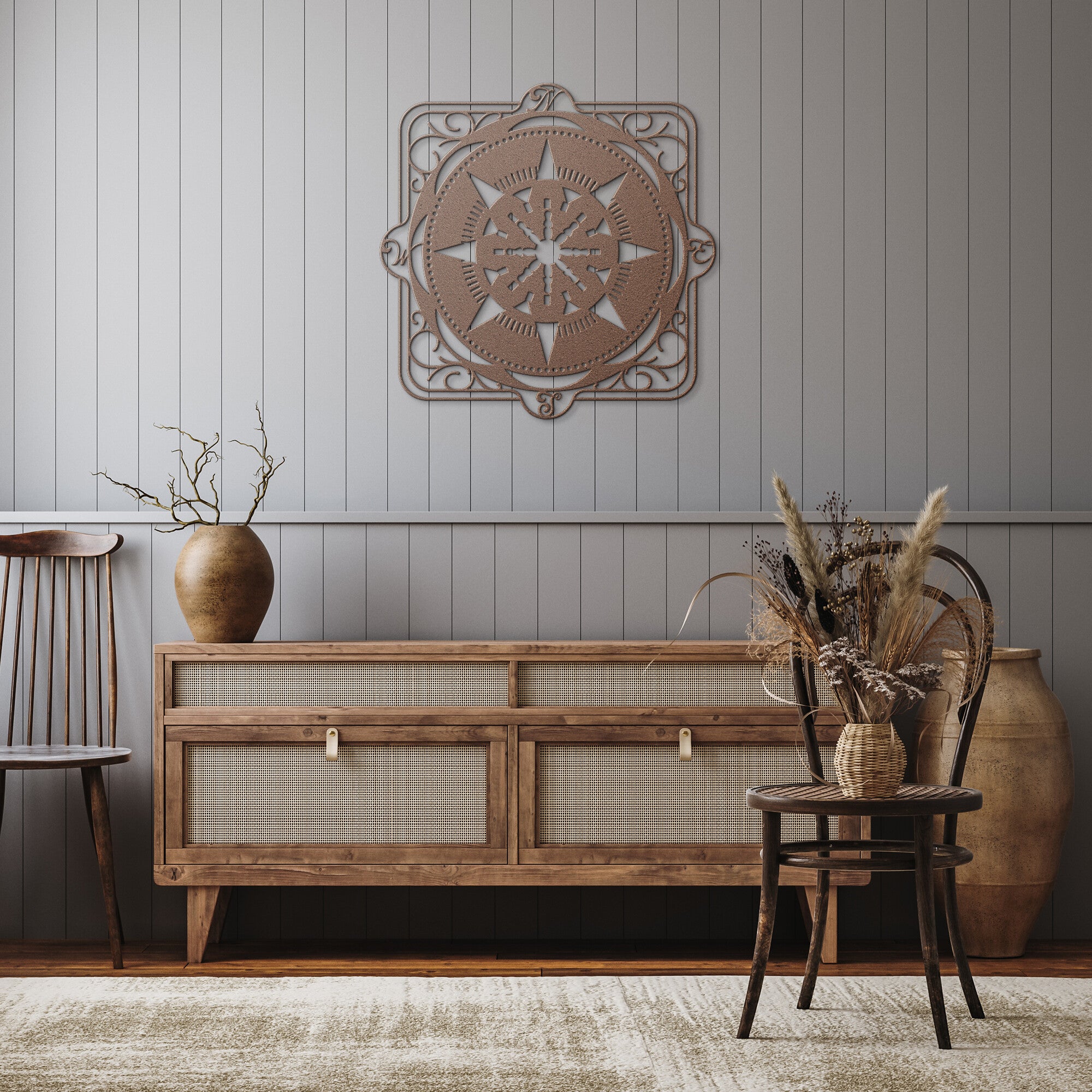 Ornate Compass Rose Metal Wall Art