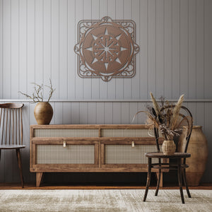 Ornate Compass Rose Metal Wall Art