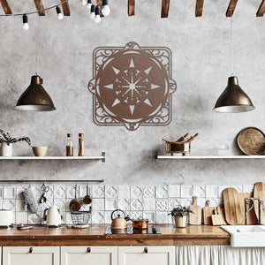 Ornate Compass Rose Metal Wall Art