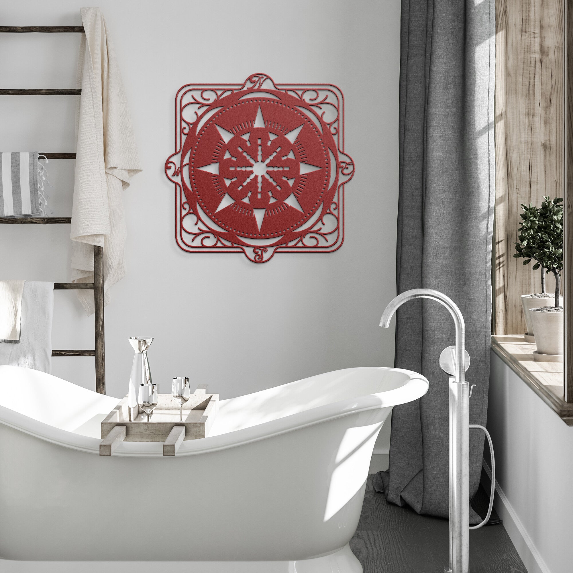 Ornate Compass Rose Metal Wall Art