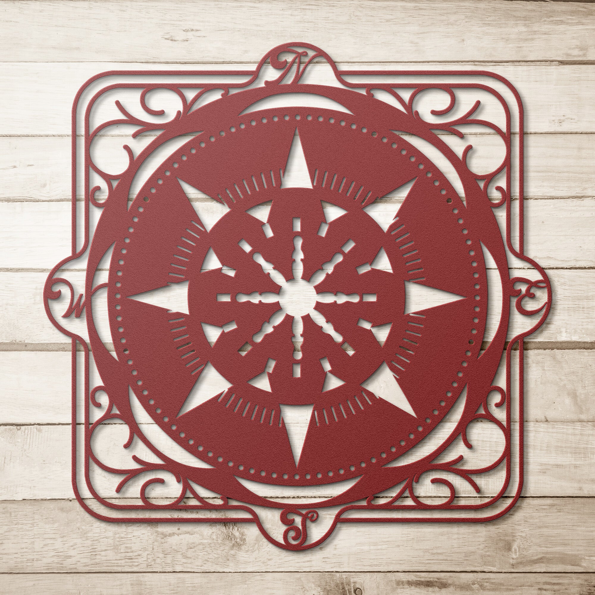 Ornate Compass Rose Metal Wall Art