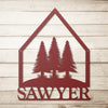 Load image into Gallery viewer, Personalized Pine Tree Metal Cabin Sign
