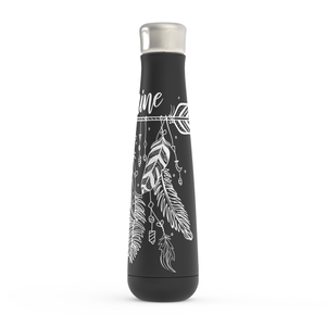 Multicolor Boho Feather Personalized Travel Water Bottle