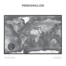 Personalized Modern Black & White Push Pin Map