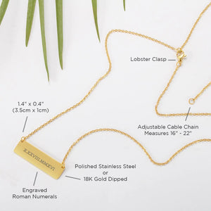 Engraved Horizontal Bar Necklace For Mom