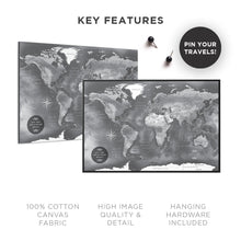 Personalized Modern Black & White Push Pin Map