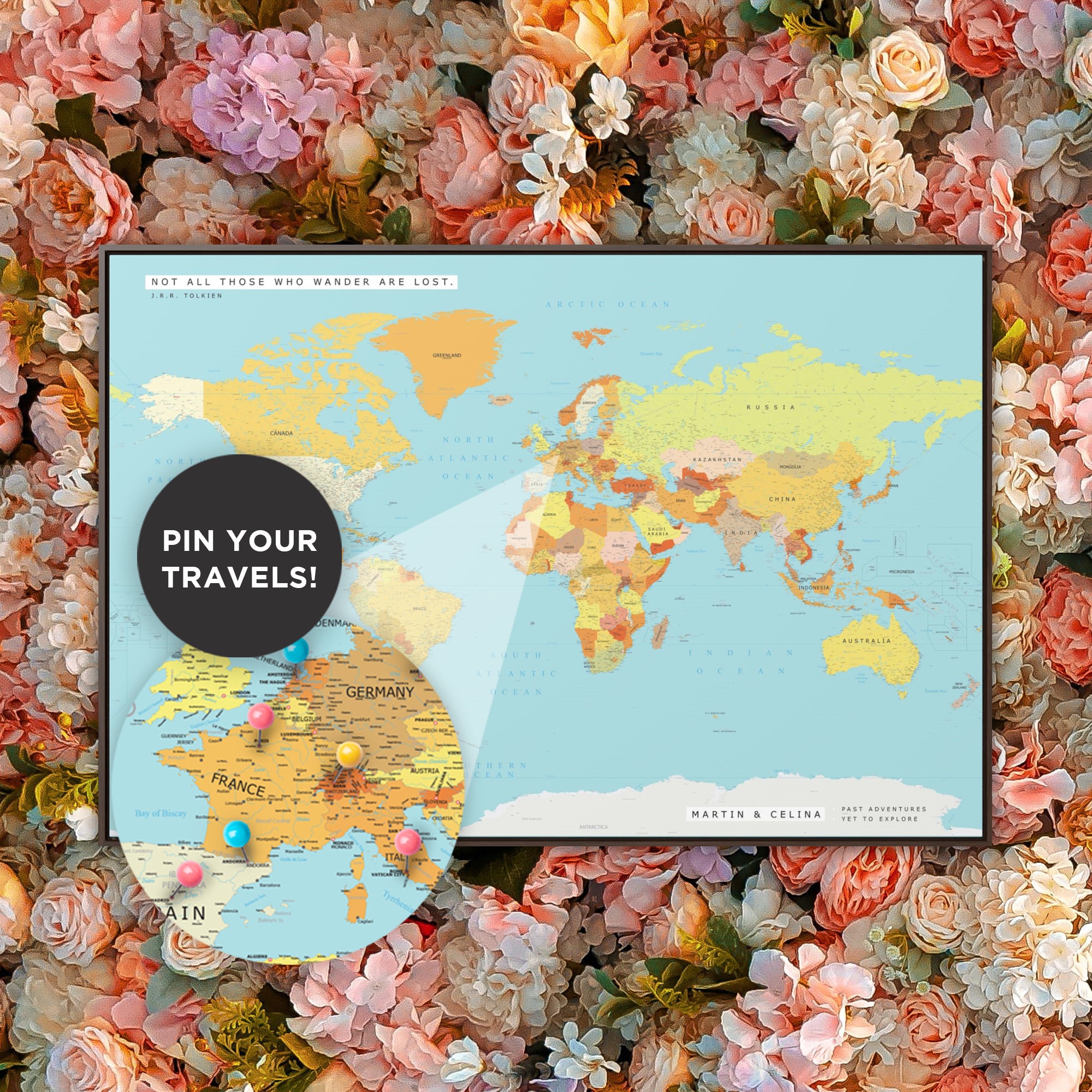 Personalized Quote Push Pin World Map