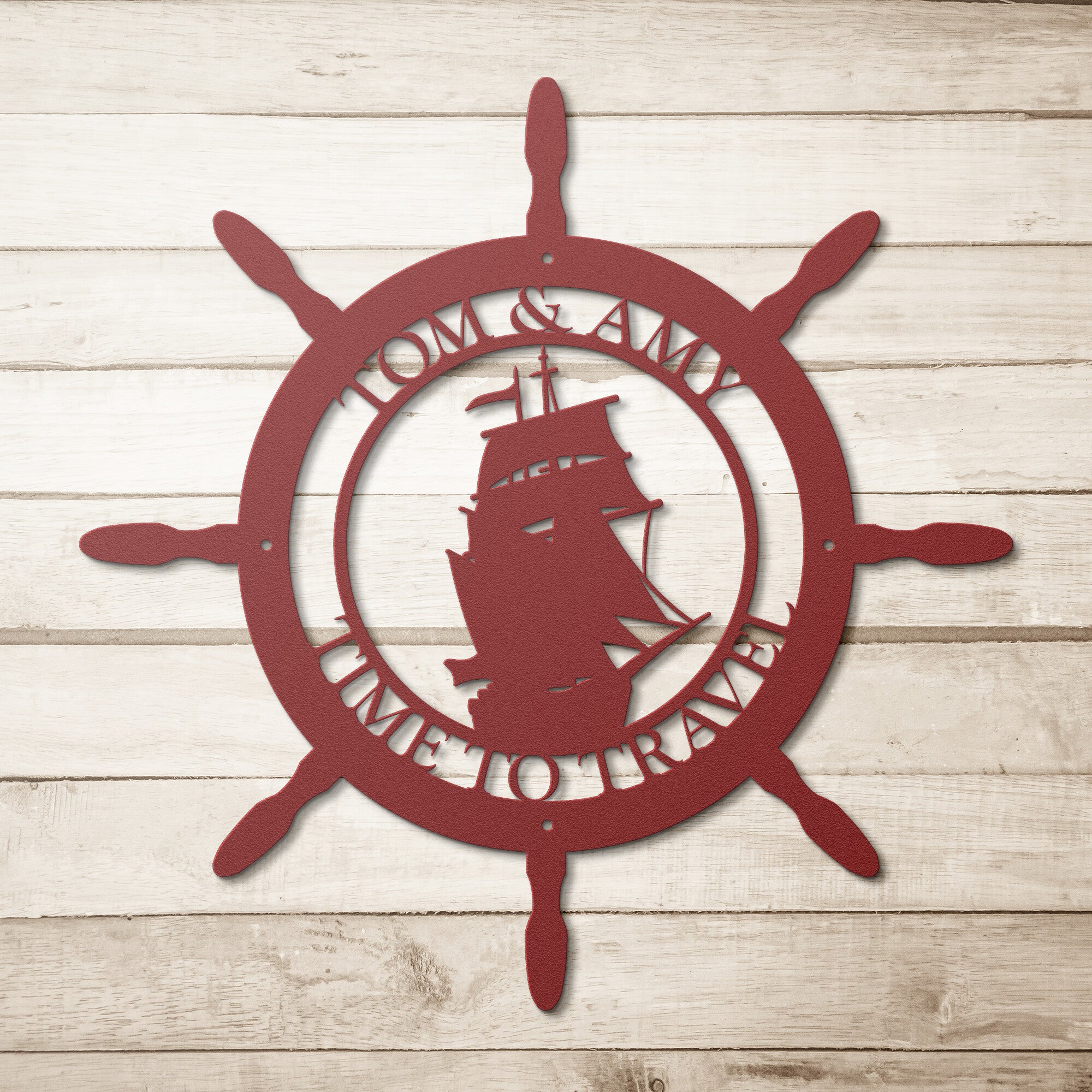 Personalized Captain Wheel Beach House Sign