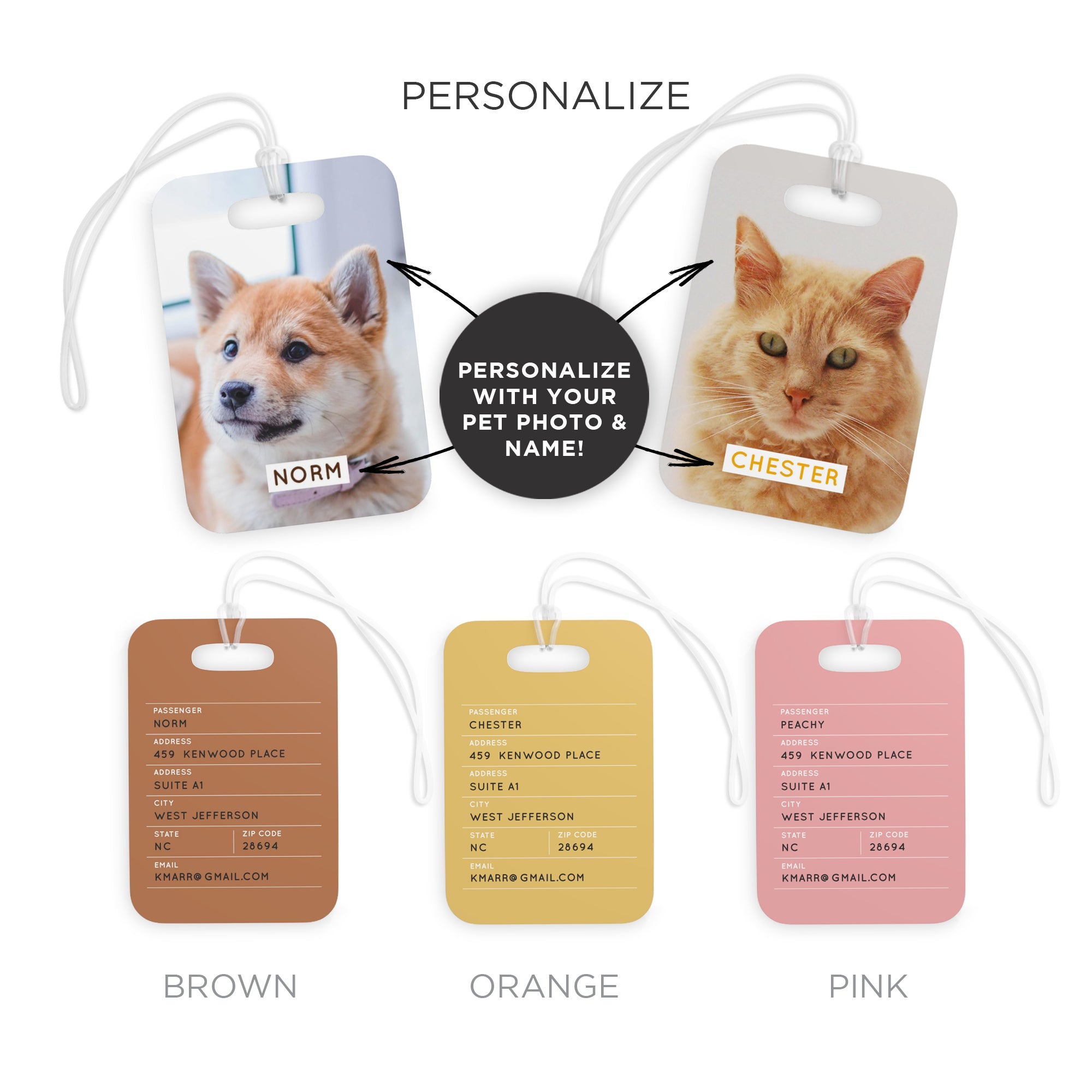Personalized Pet Portrait Luggage Tag