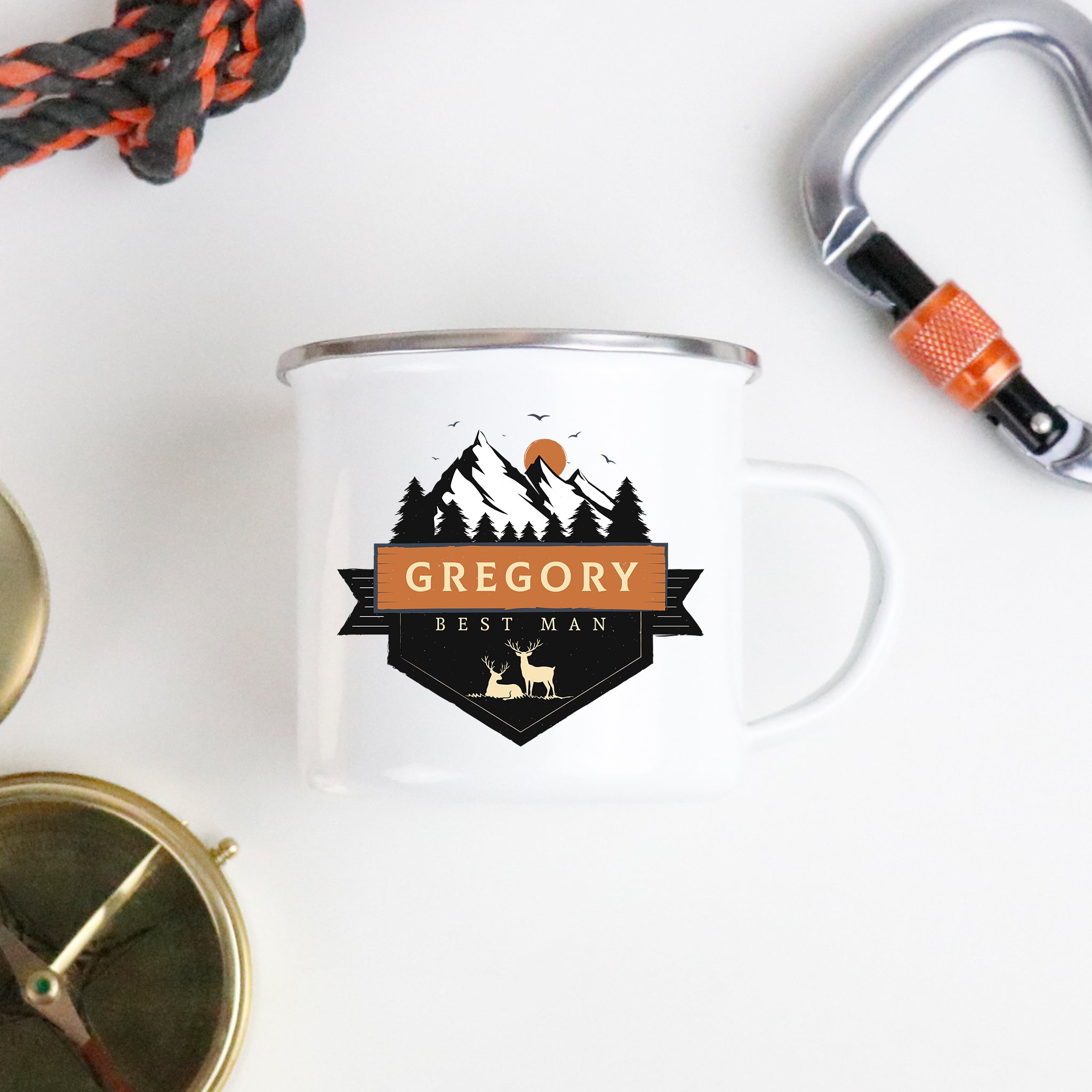 Personalized Deer Enamel Coffee Mug