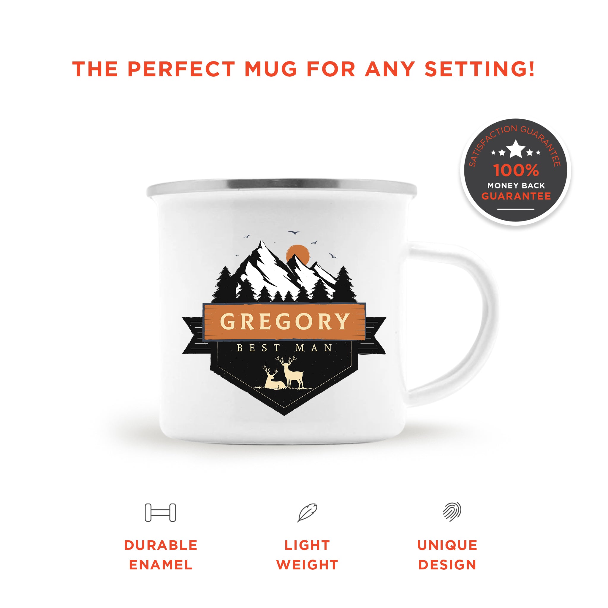 Personalized Deer Enamel Coffee Mug