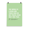 The World Is A Book Art Print - Spectacular Travel Quote Wall Art