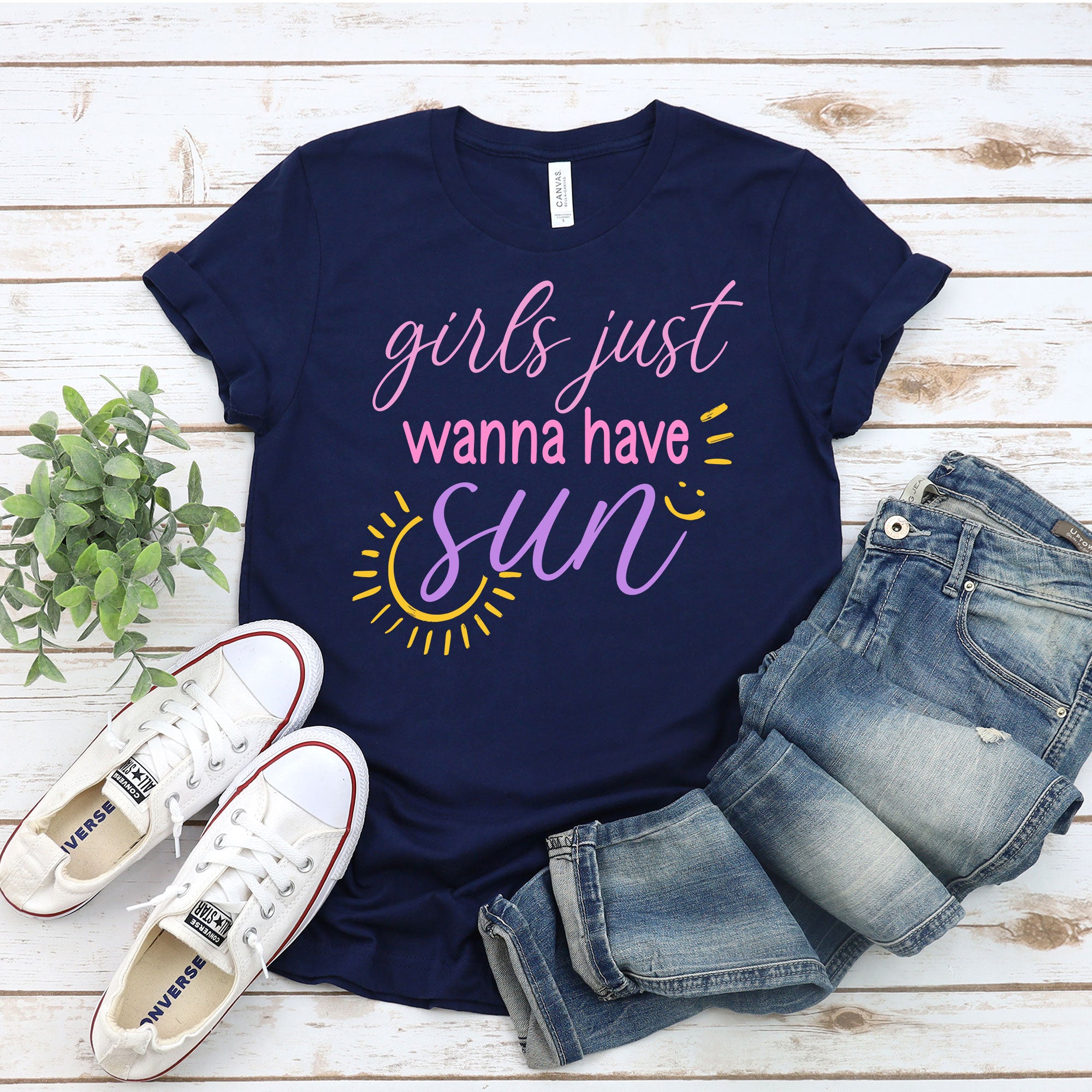 Girls Just Wanna Have Fun Shirt, Colorful Fun Girls Shirt