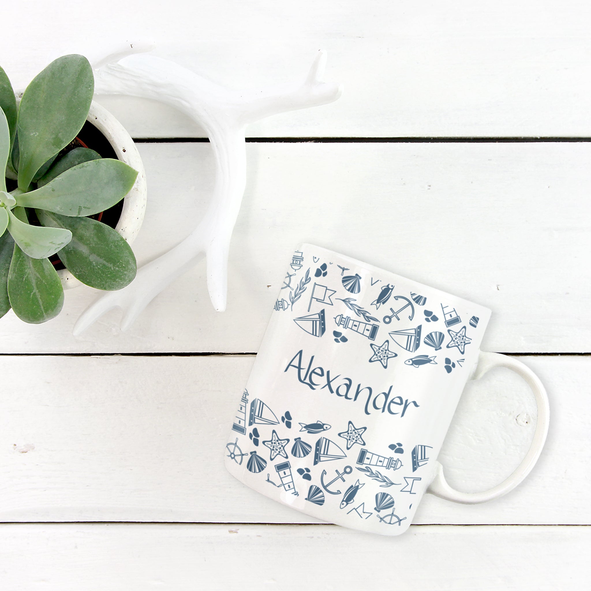 Personalized Nautical Pattern Coffee Mug