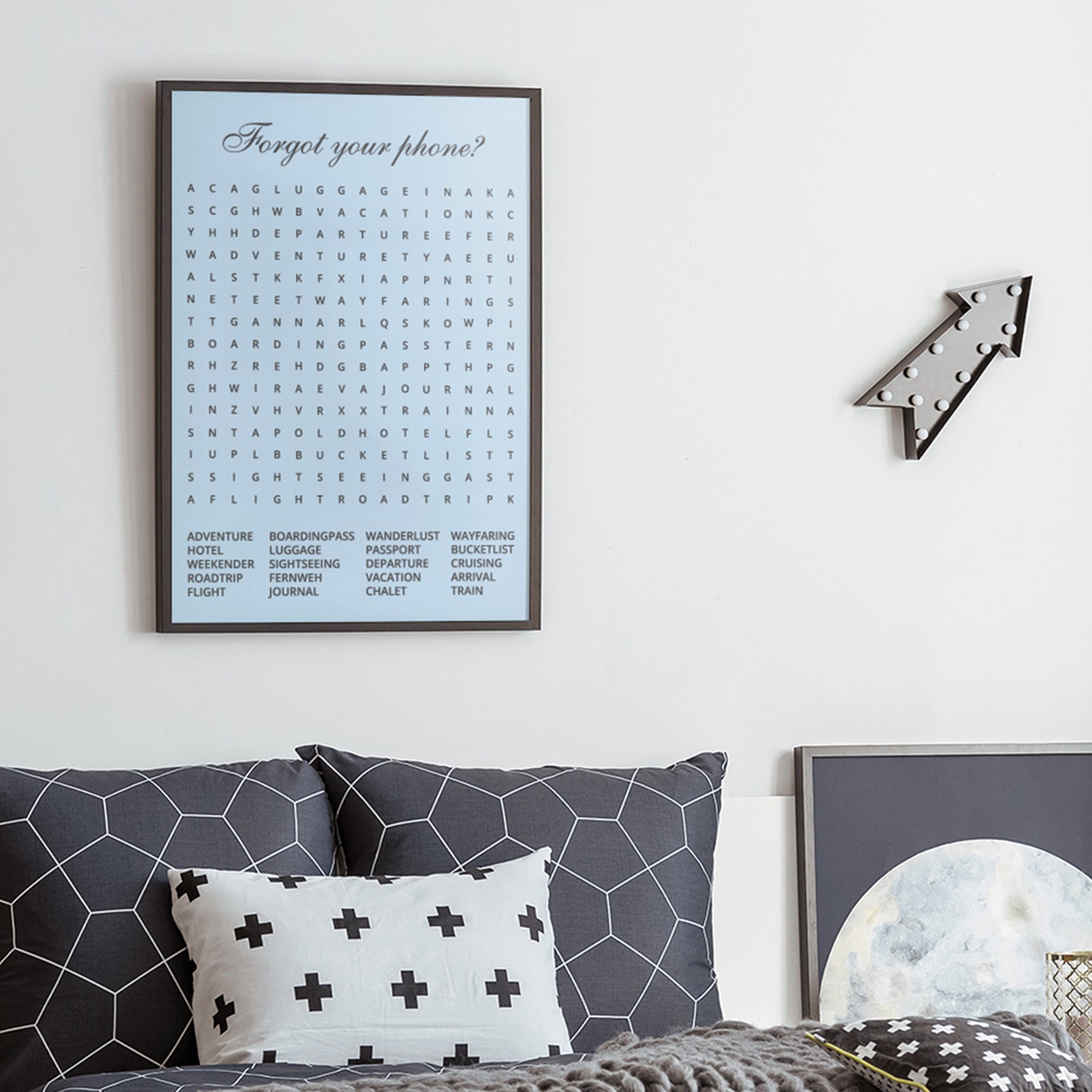 Travel Word Search - Cute Art For Bathroom Or Any Room