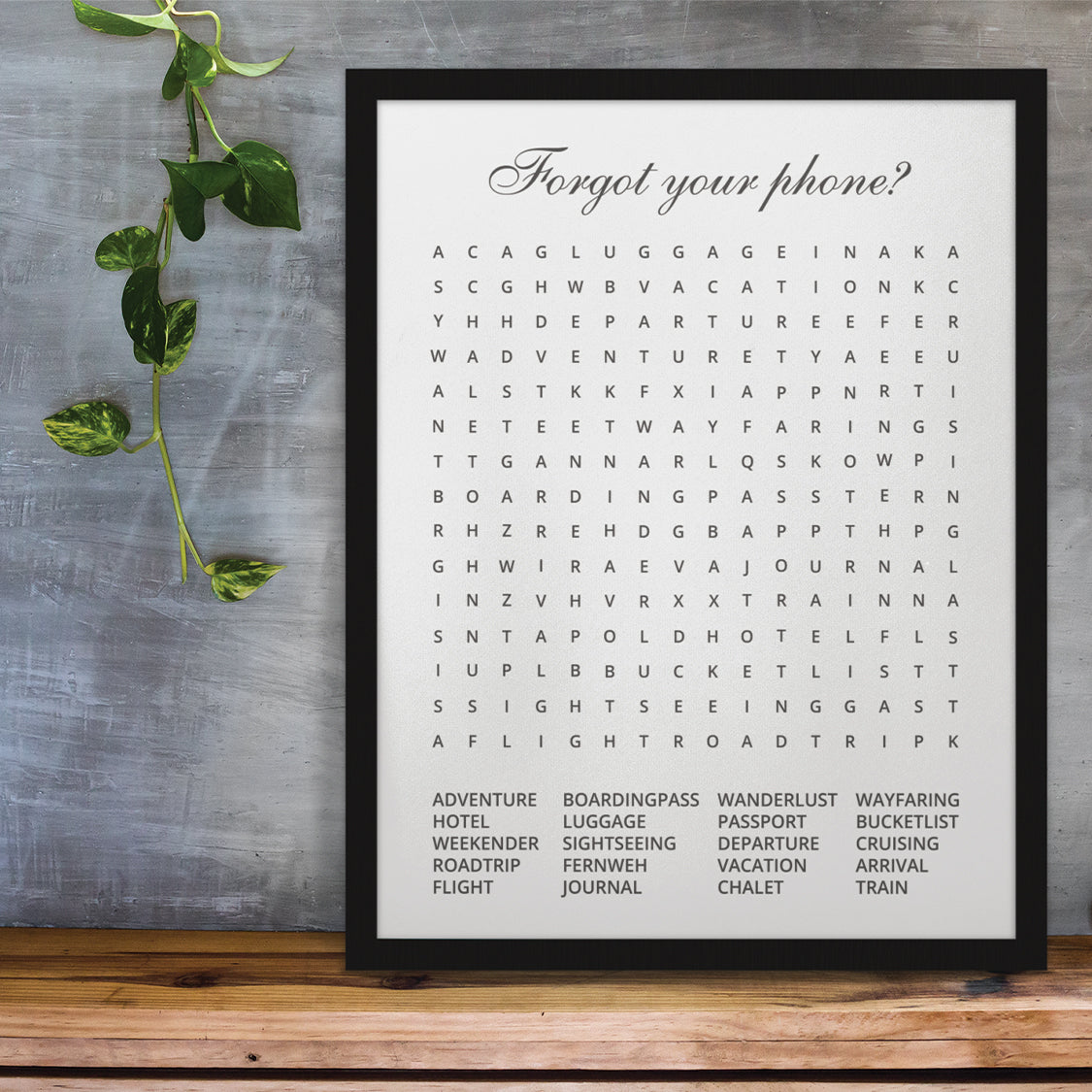 Travel Word Search - Cute Art For Bathroom Or Any Room